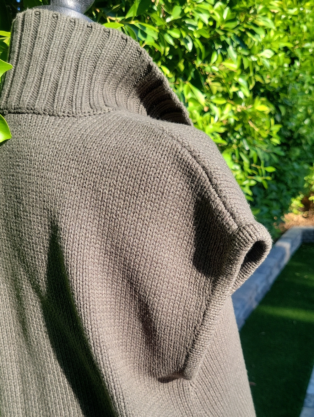 BCBGeneration Button Mock Neck Knit Short Sleeve Sweater Green Muted - Picture 11 of 14